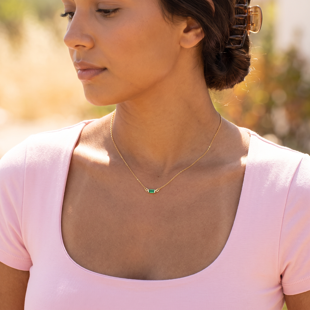 Green Baguette Necklace