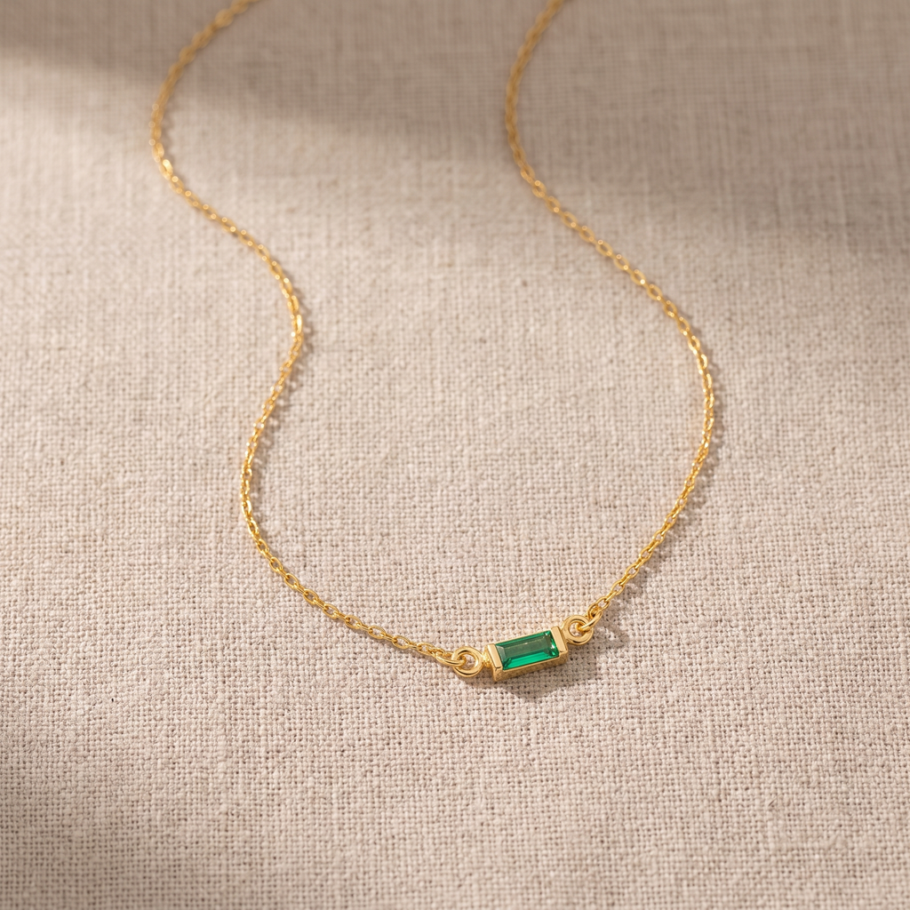Green Baguette Necklace