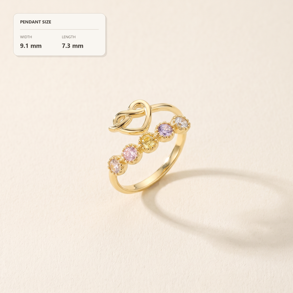 Multi Birthstone Heart Ring
