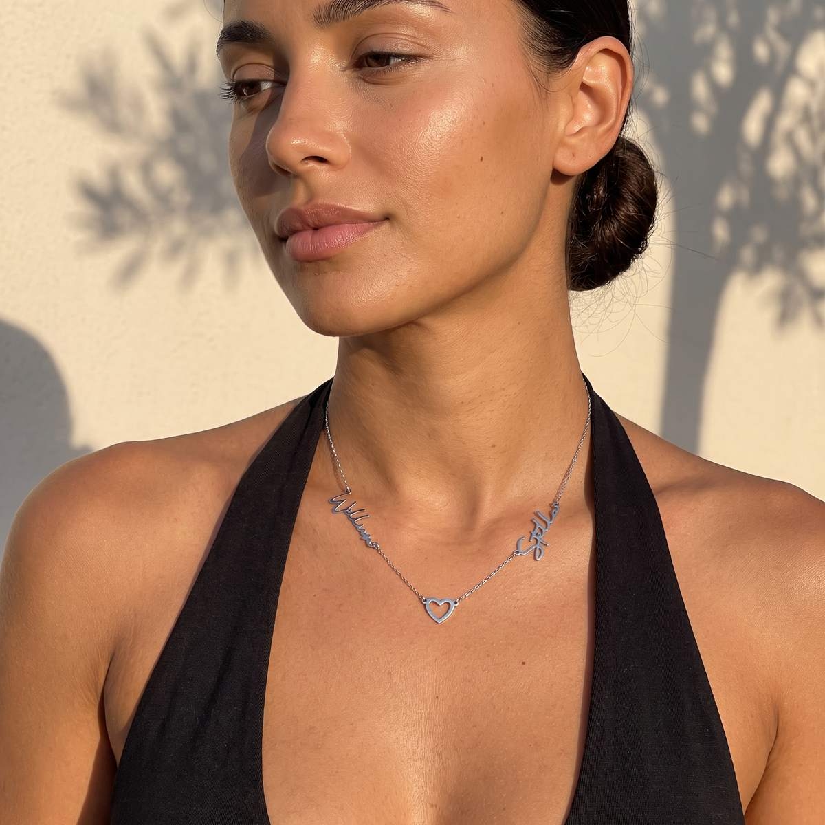 Two Name Open Heart Necklace