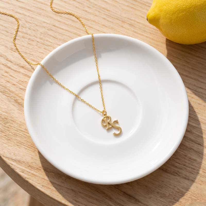 Interlocking Initials Necklace – Two Letter Monogram