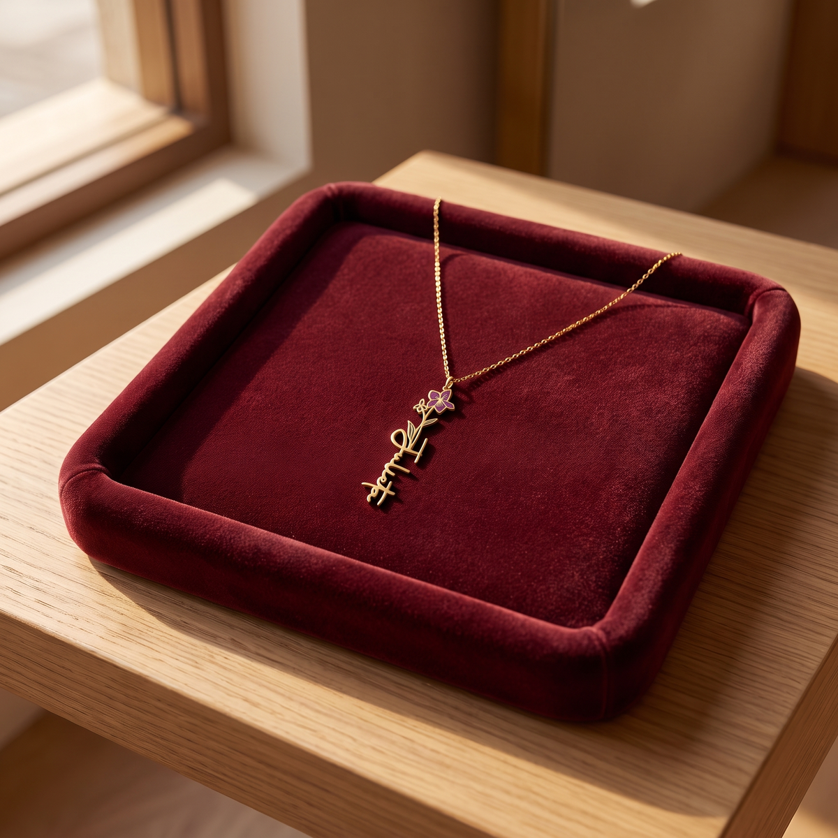 Birth Flower Name Necklace