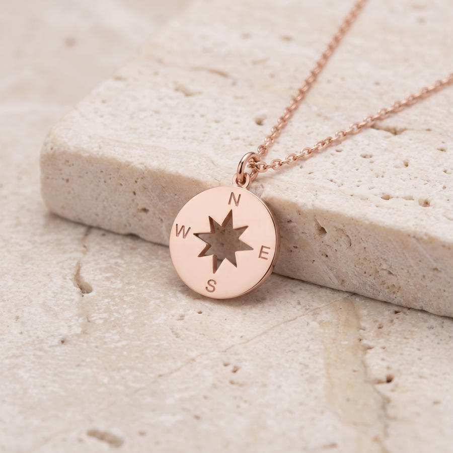 Compass Necklace – Tiny Compass Rose