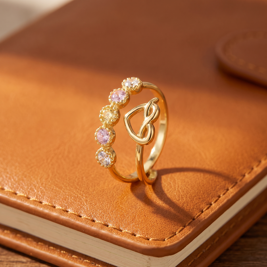 Multi Birthstone Heart Ring