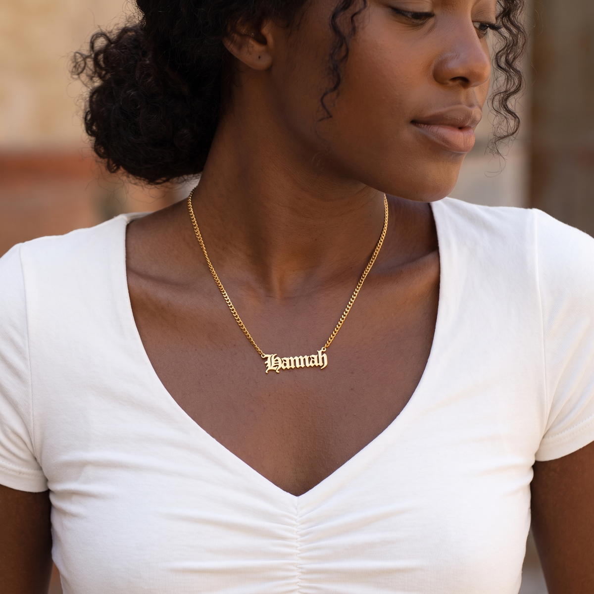 Old English Name Necklace