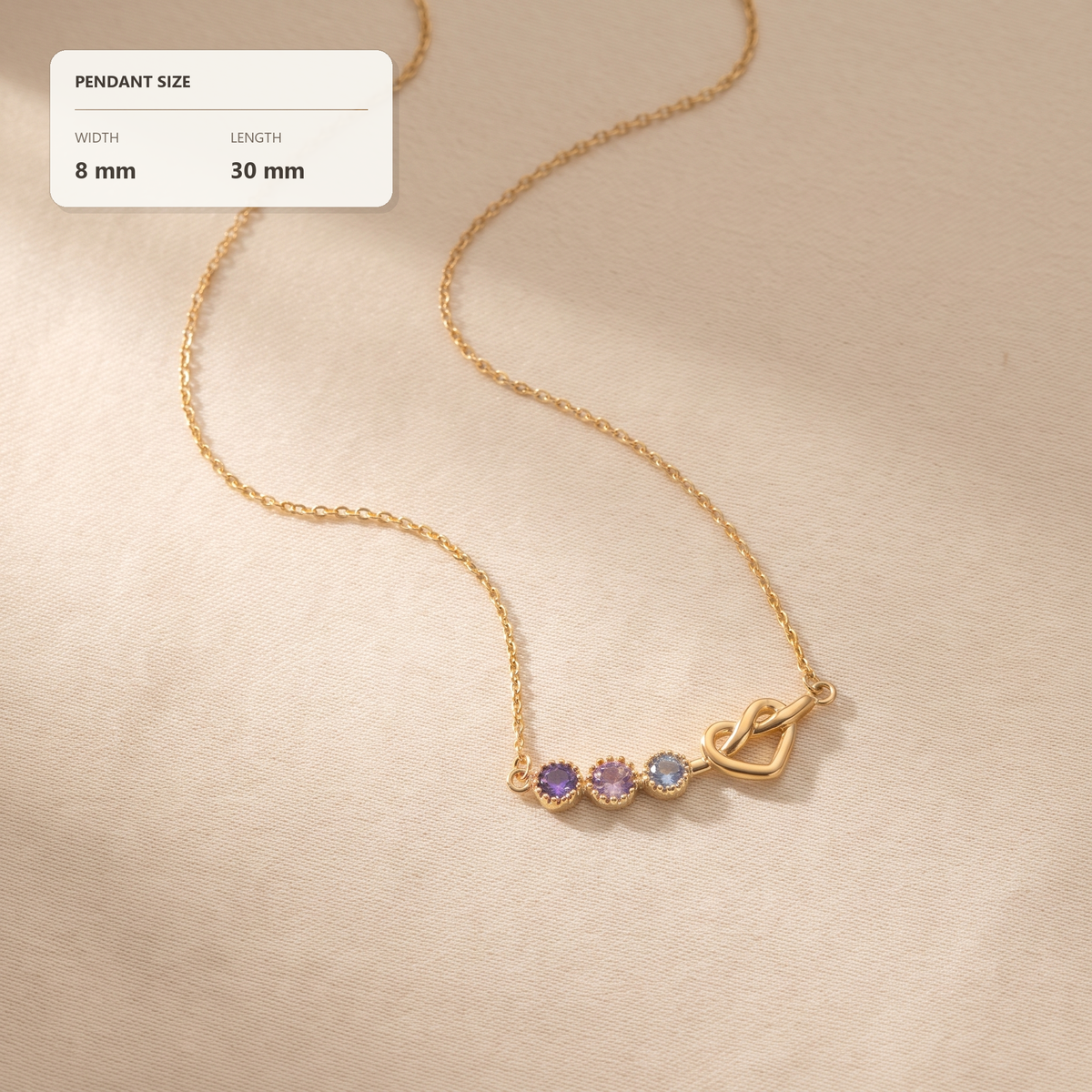 Intertwined Heart Birthstone Necklace