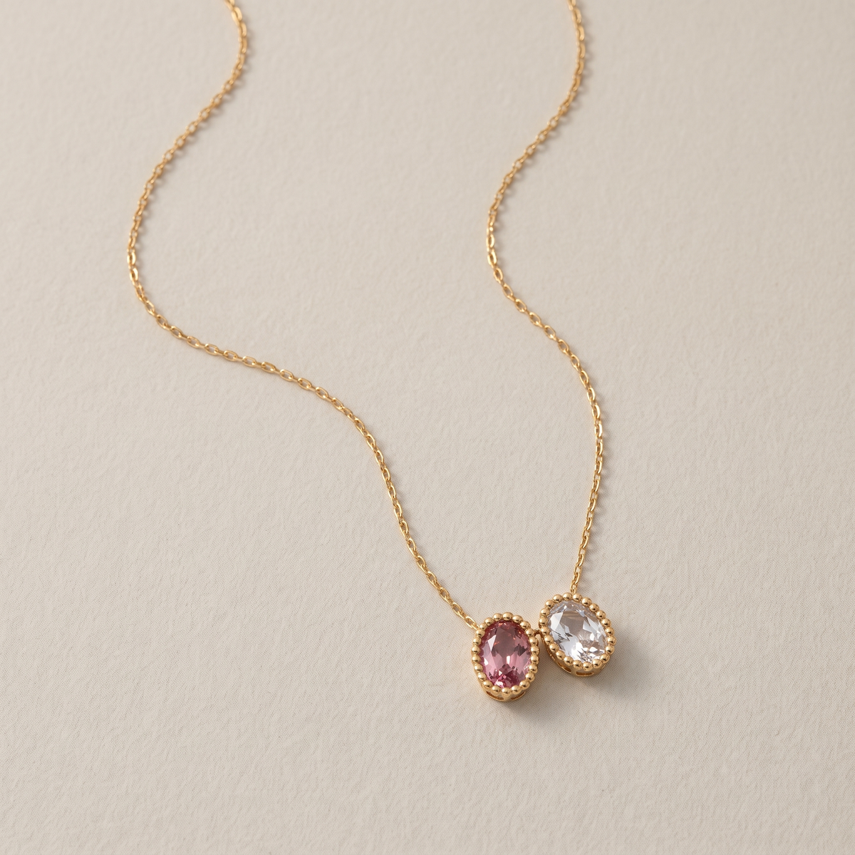 Oval Birthstone Necklace