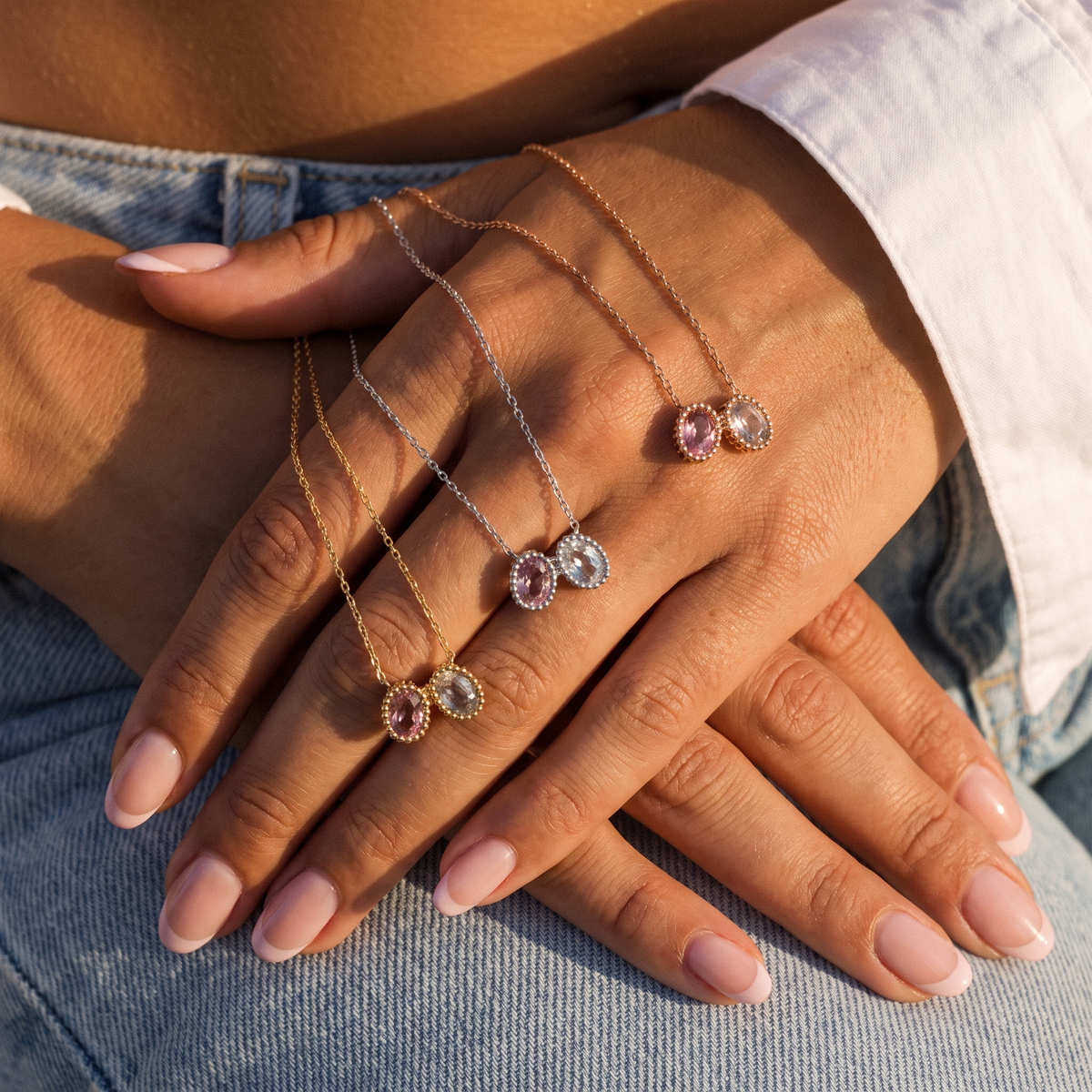 Oval Birthstone Necklace