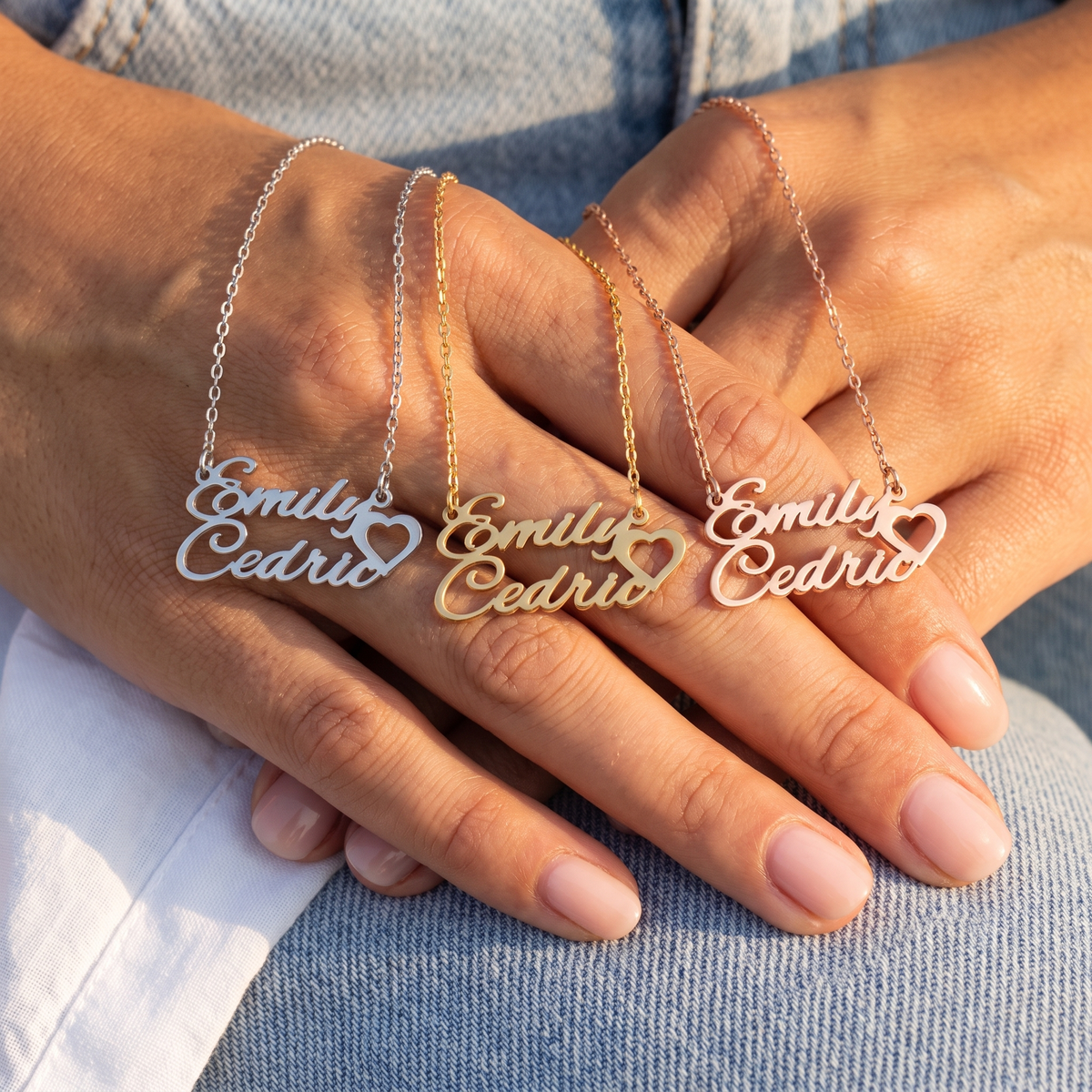 Couple Name Heart Necklace