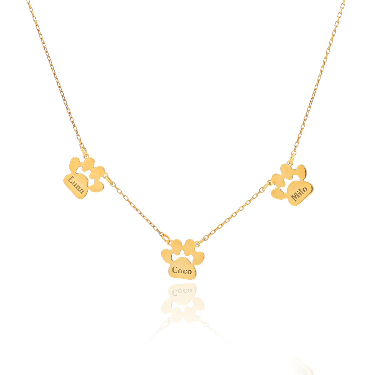 Paw Print Name Necklace