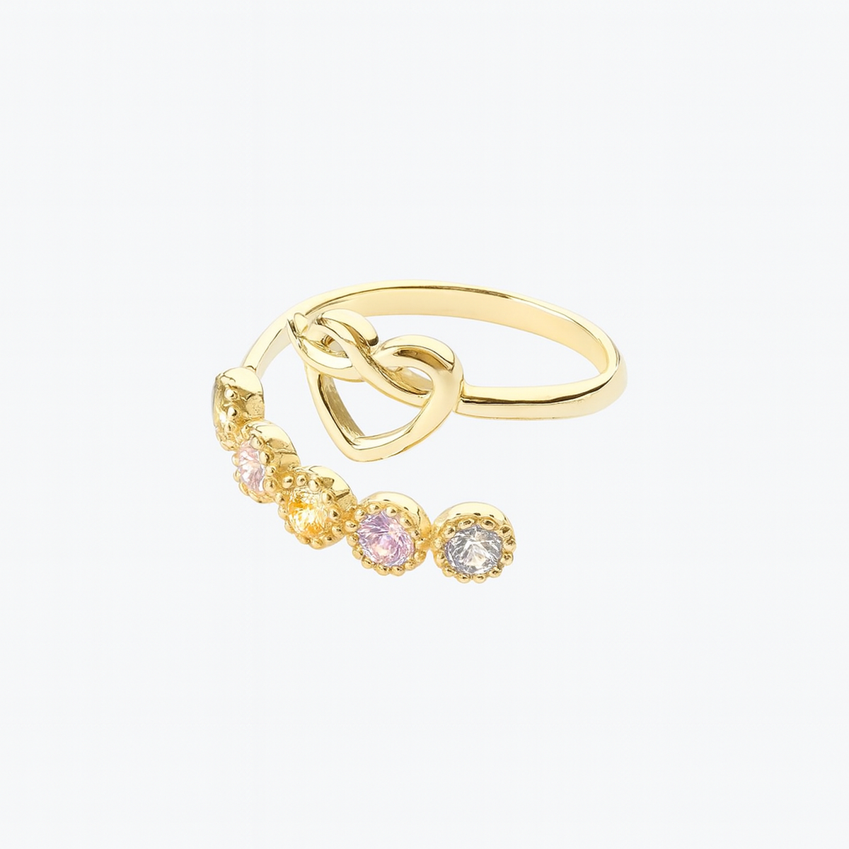 Multi Birthstone Heart Ring