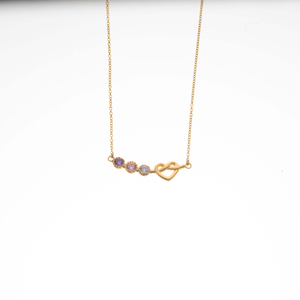 Intertwined Heart Birthstone Necklace