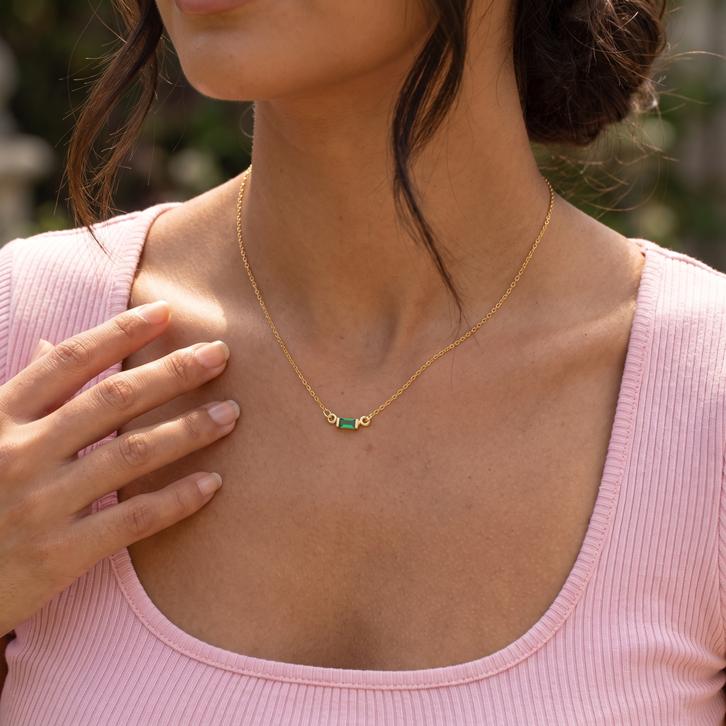 Green Baguette Necklace