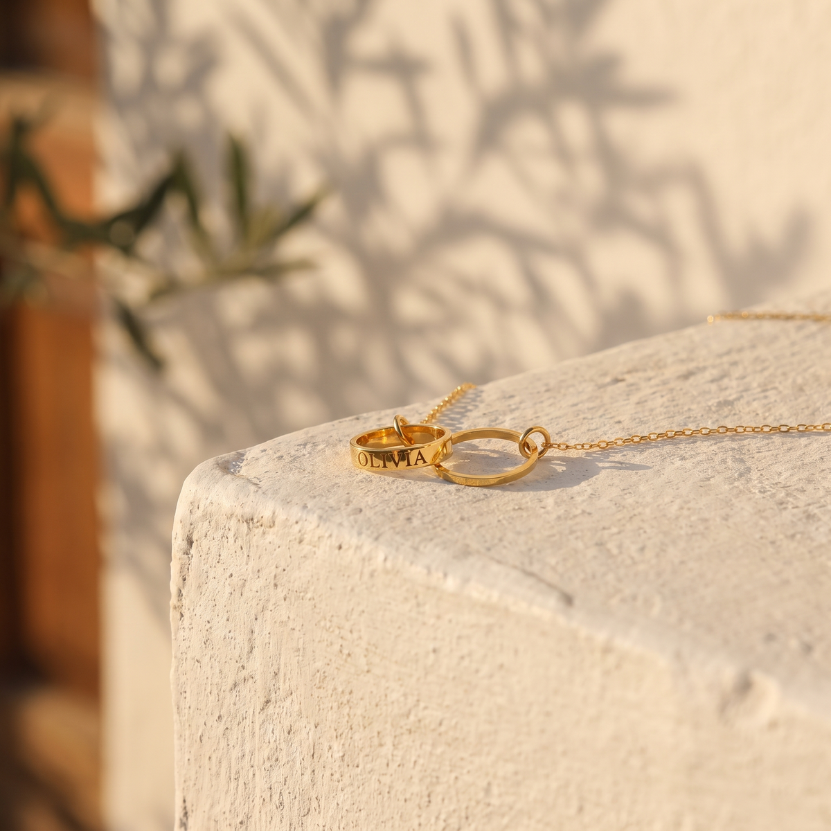 Double Circle Name Necklace