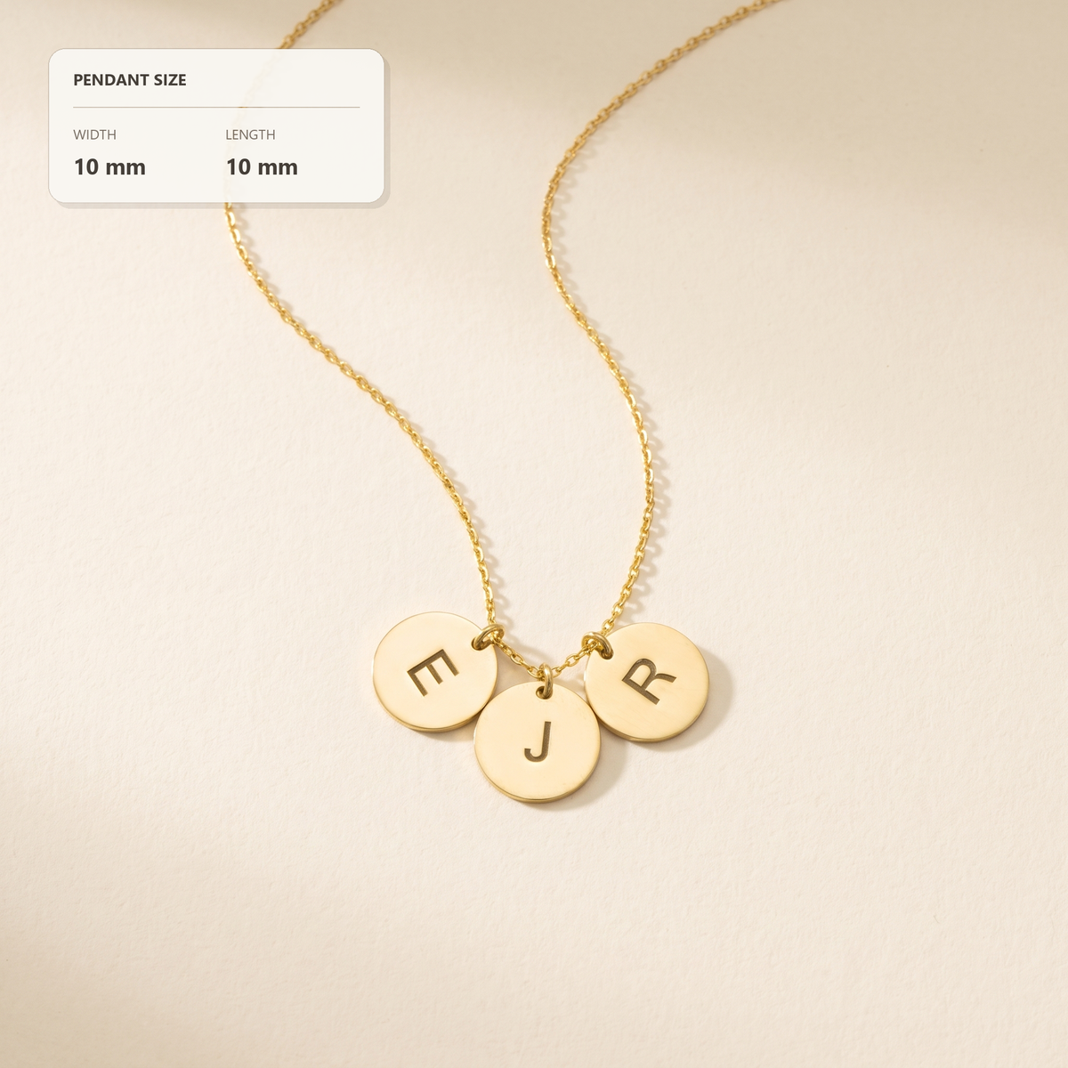 Personalized Dainty Engraved Multiple Initial Round Disc Charm Necklace