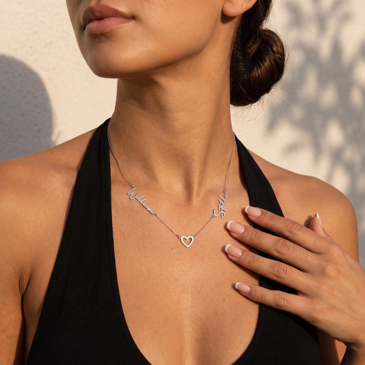 Two Name Open Heart Necklace