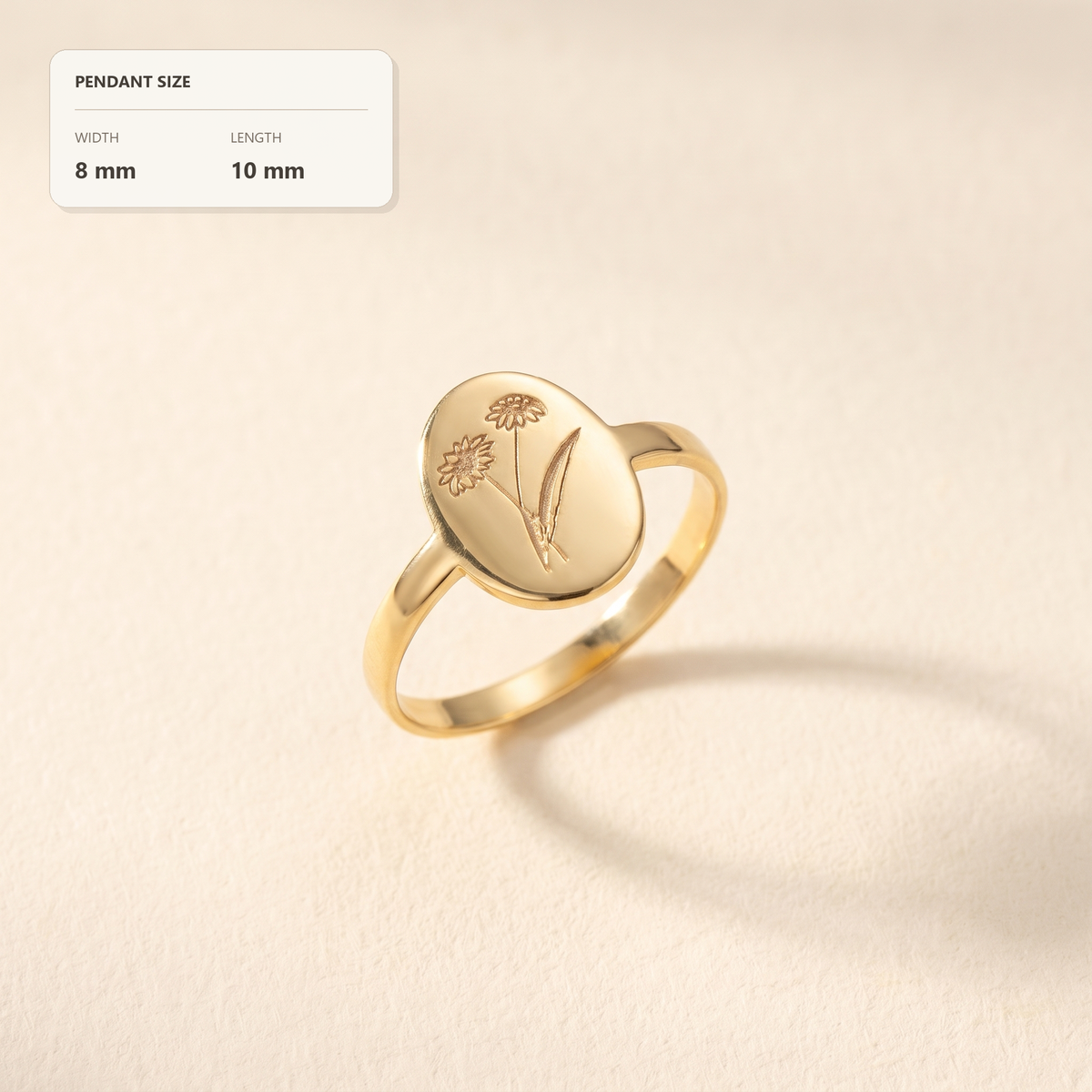 Birth Flower Signet Ring