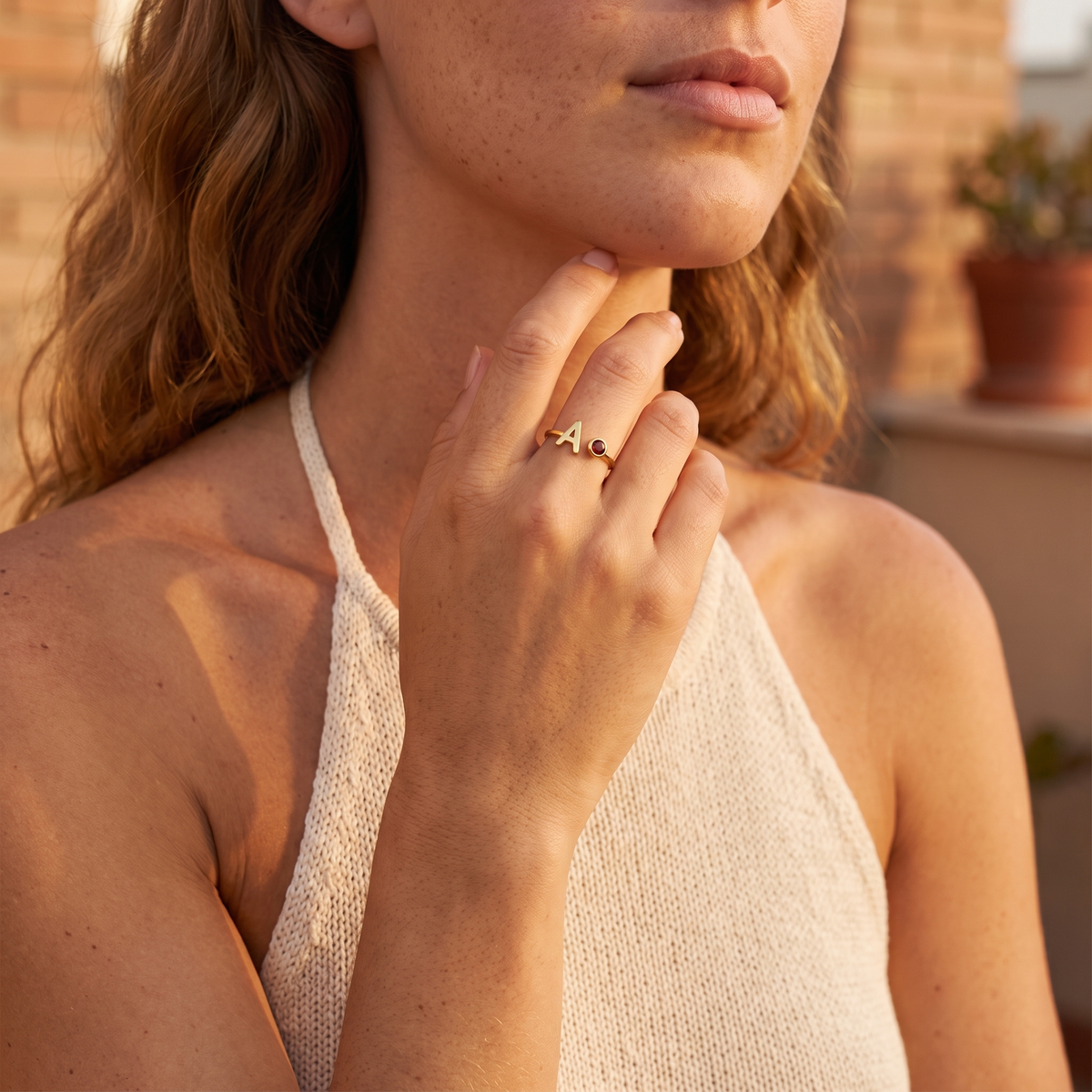 Initial Birthstone Ring
