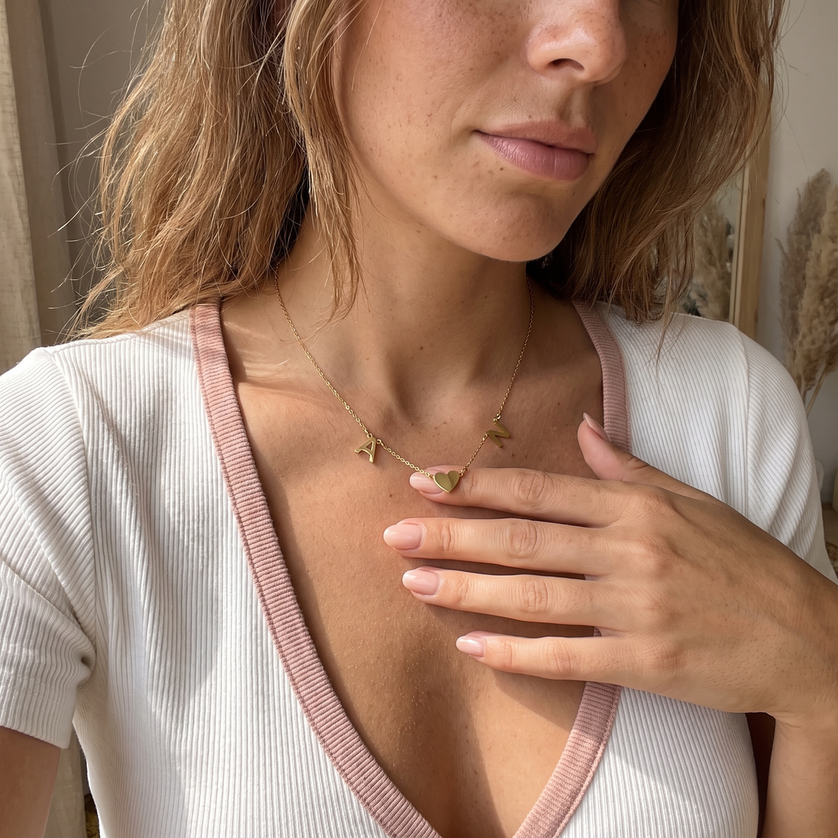 Initial and Heart Necklace
