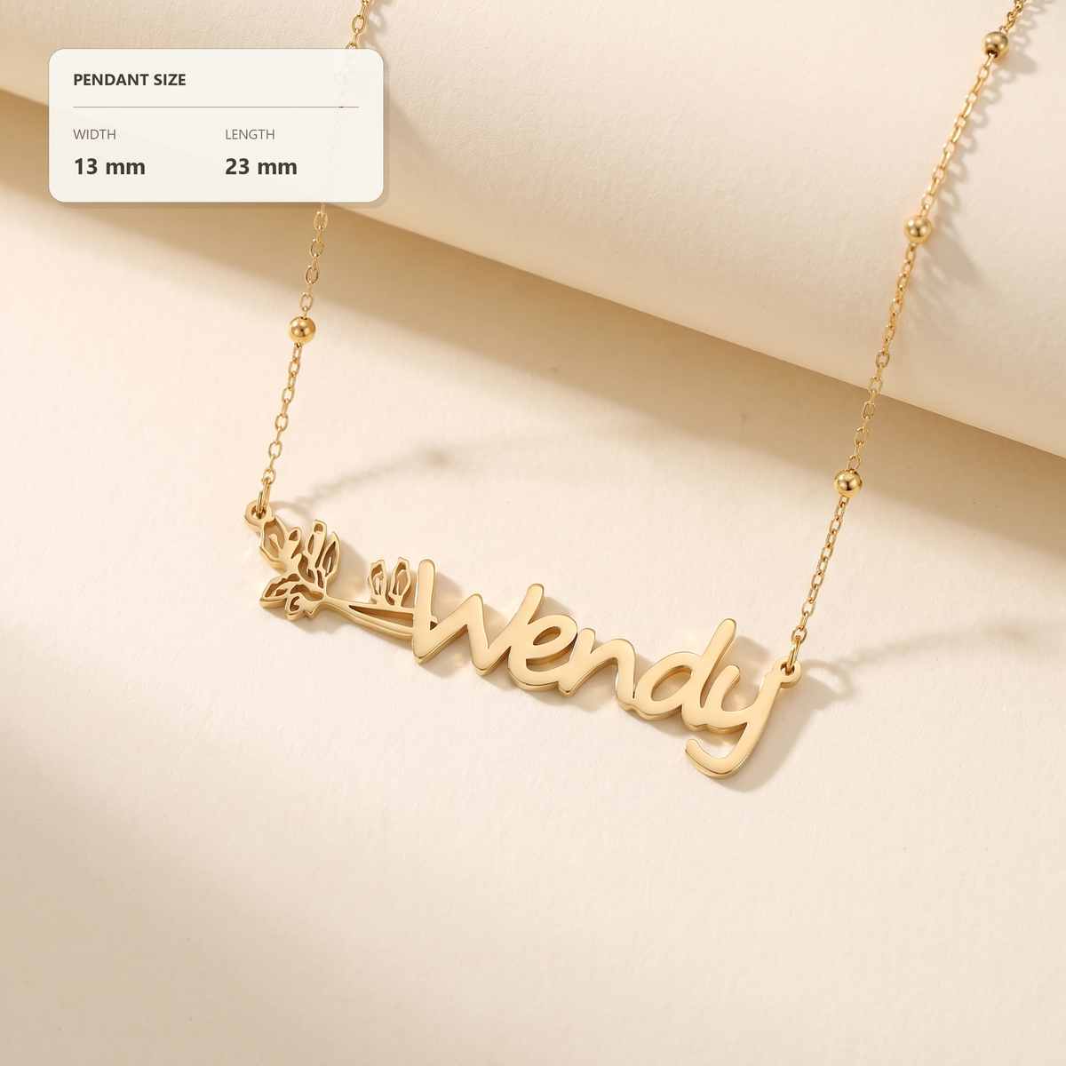 Script Birth Flower Name Necklace