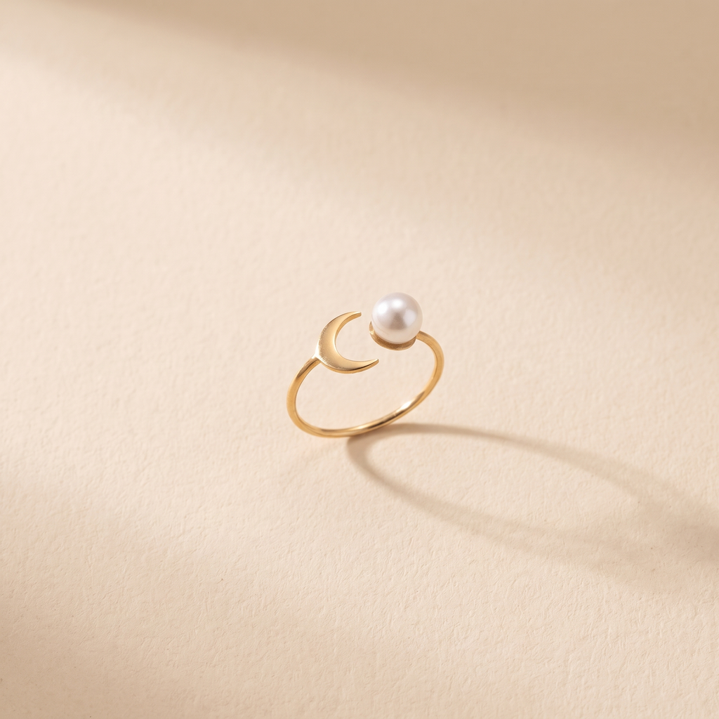 Pearl Crescent Moon Ring