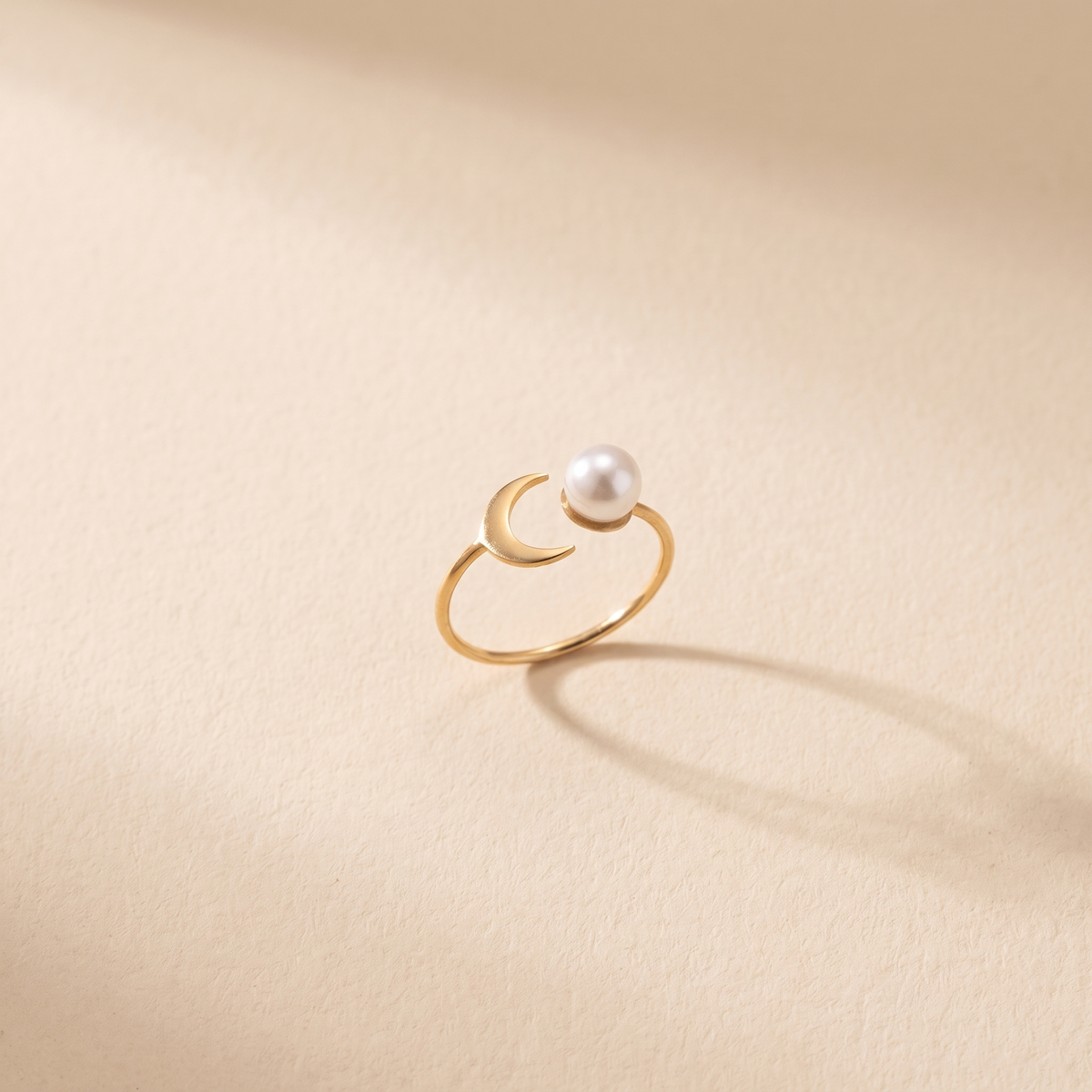 Pearl Crescent Moon Ring