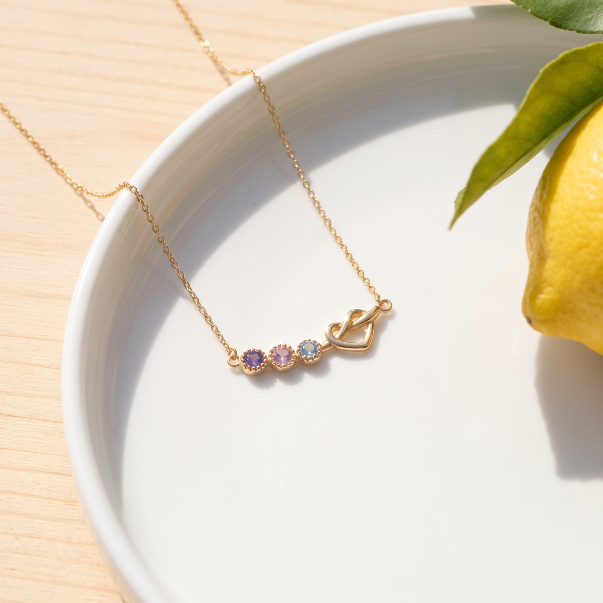 Intertwined Heart Birthstone Necklace