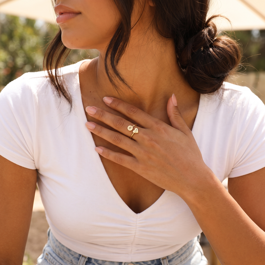 Birth Flower Initial Ring