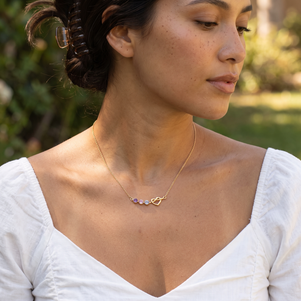 Intertwined Heart Birthstone Necklace
