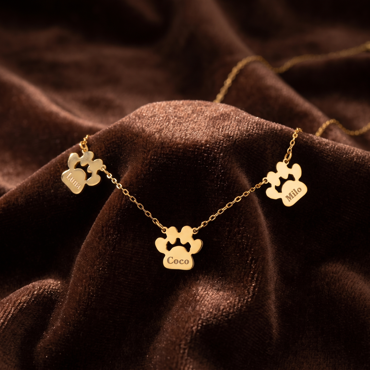 Paw Print Name Necklace