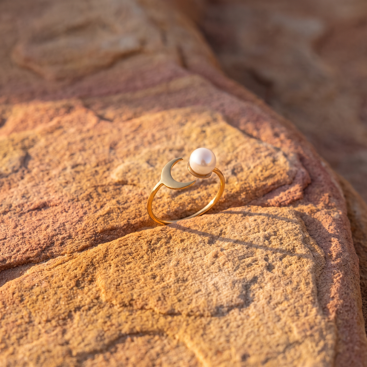 Pearl Crescent Moon Ring