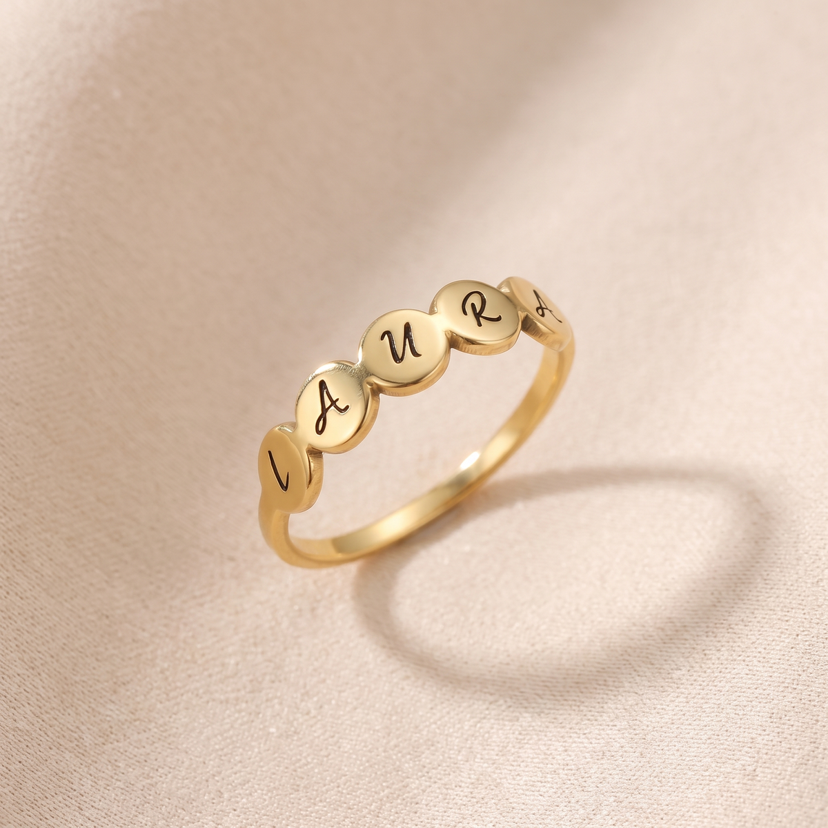 Engraved Name Disc Ring