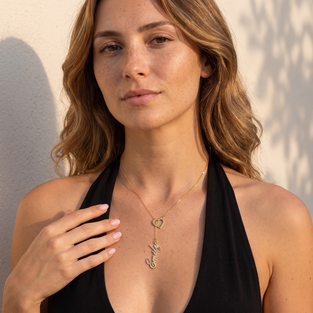 Open Heart Name Necklace
