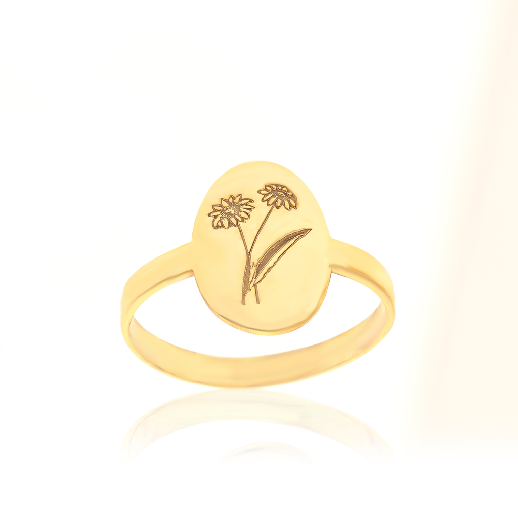 Birth Flower Signet Ring