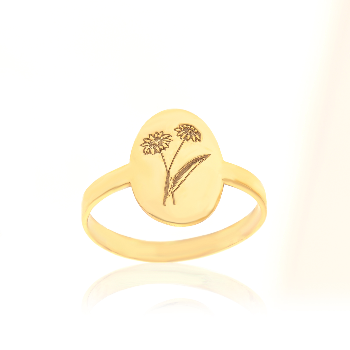 Birth Flower Signet Ring