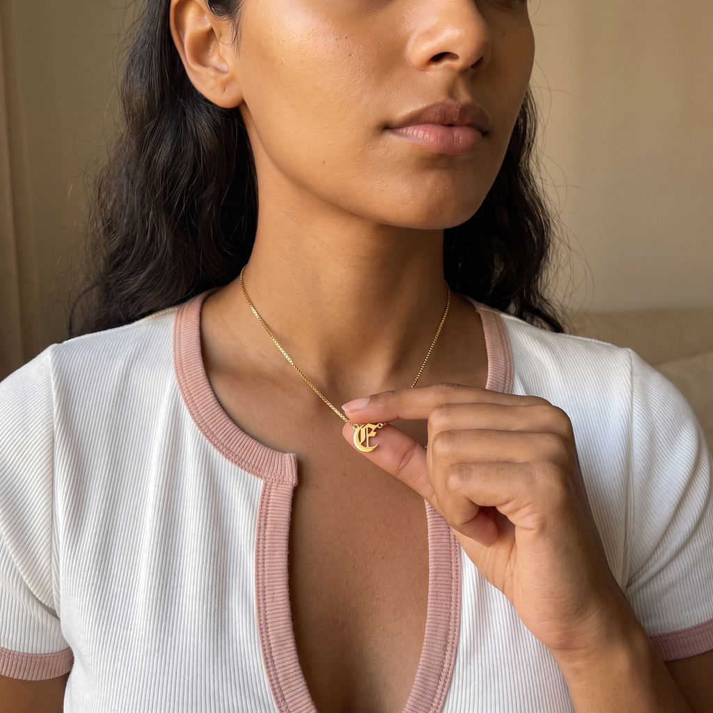 Gothic Initial Necklace