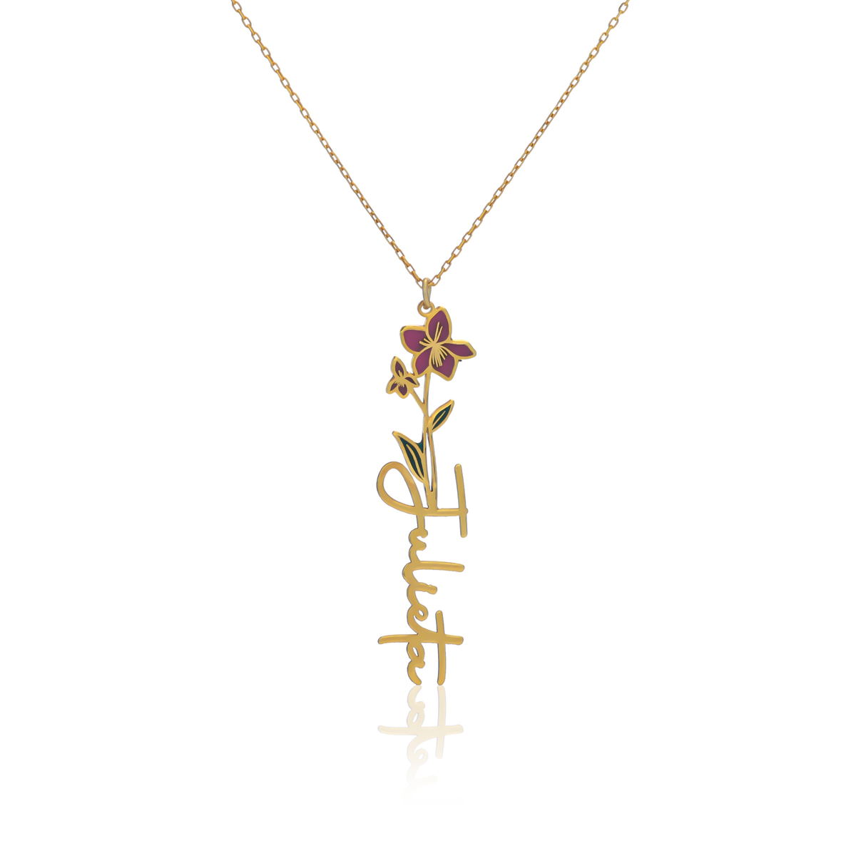 Birth Flower Name Necklace