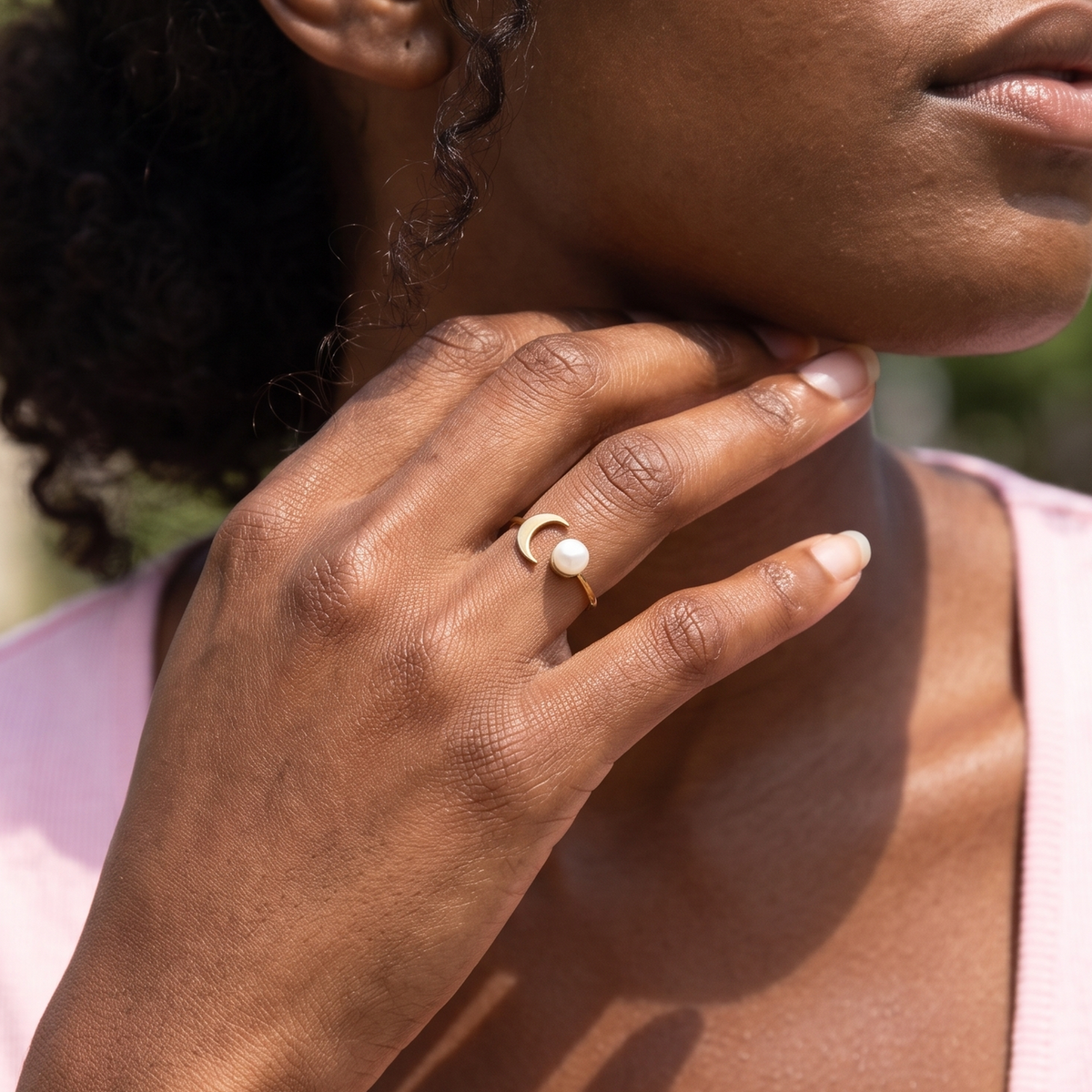 Pearl Crescent Moon Ring