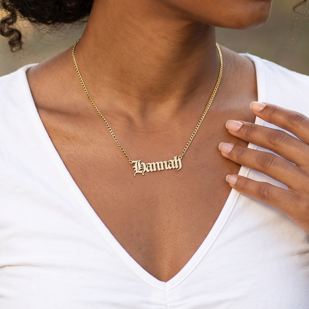 Old English Name Necklace