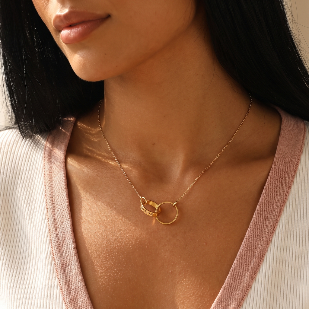 Double Circle Name Necklace