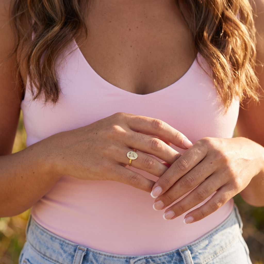 Birth Flower Signet Ring