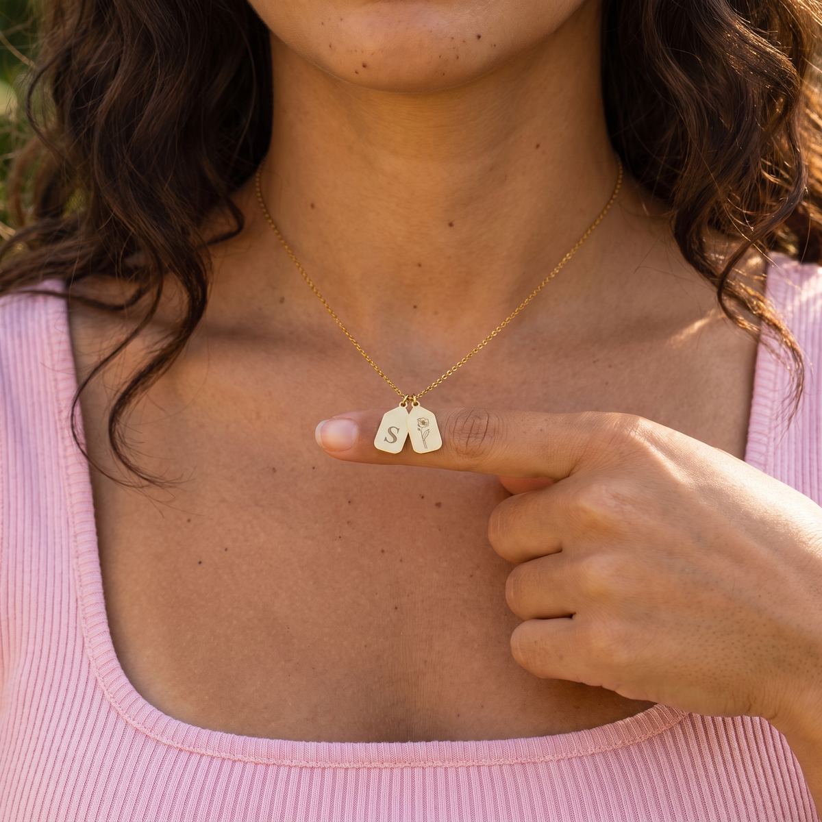 Initial Birth Flower Necklace