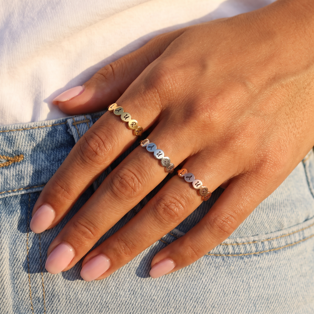 Engraved Name Disc Ring