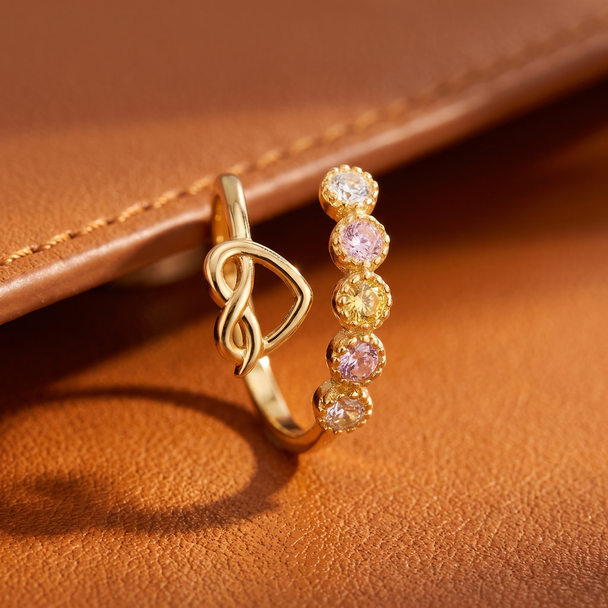 Multi Birthstone Heart Ring
