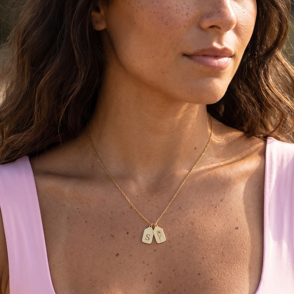 Initial Birth Flower Necklace