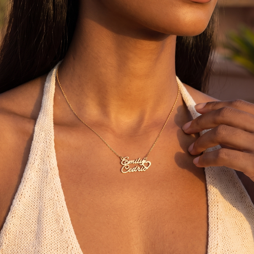 Couple Name Heart Necklace