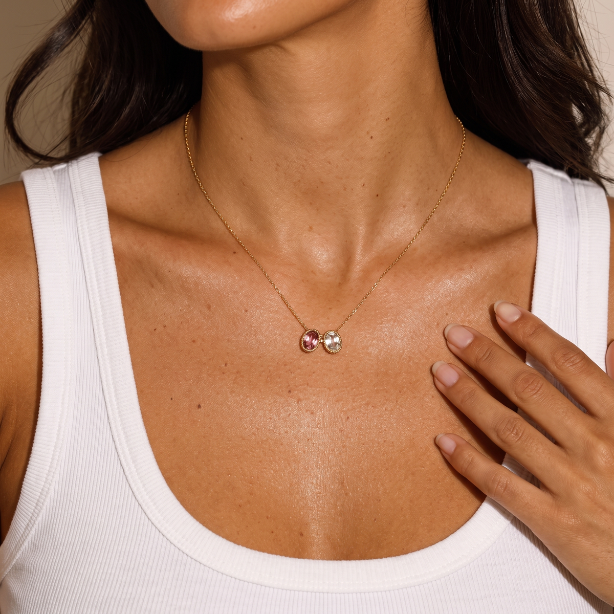 Oval Birthstone Necklace