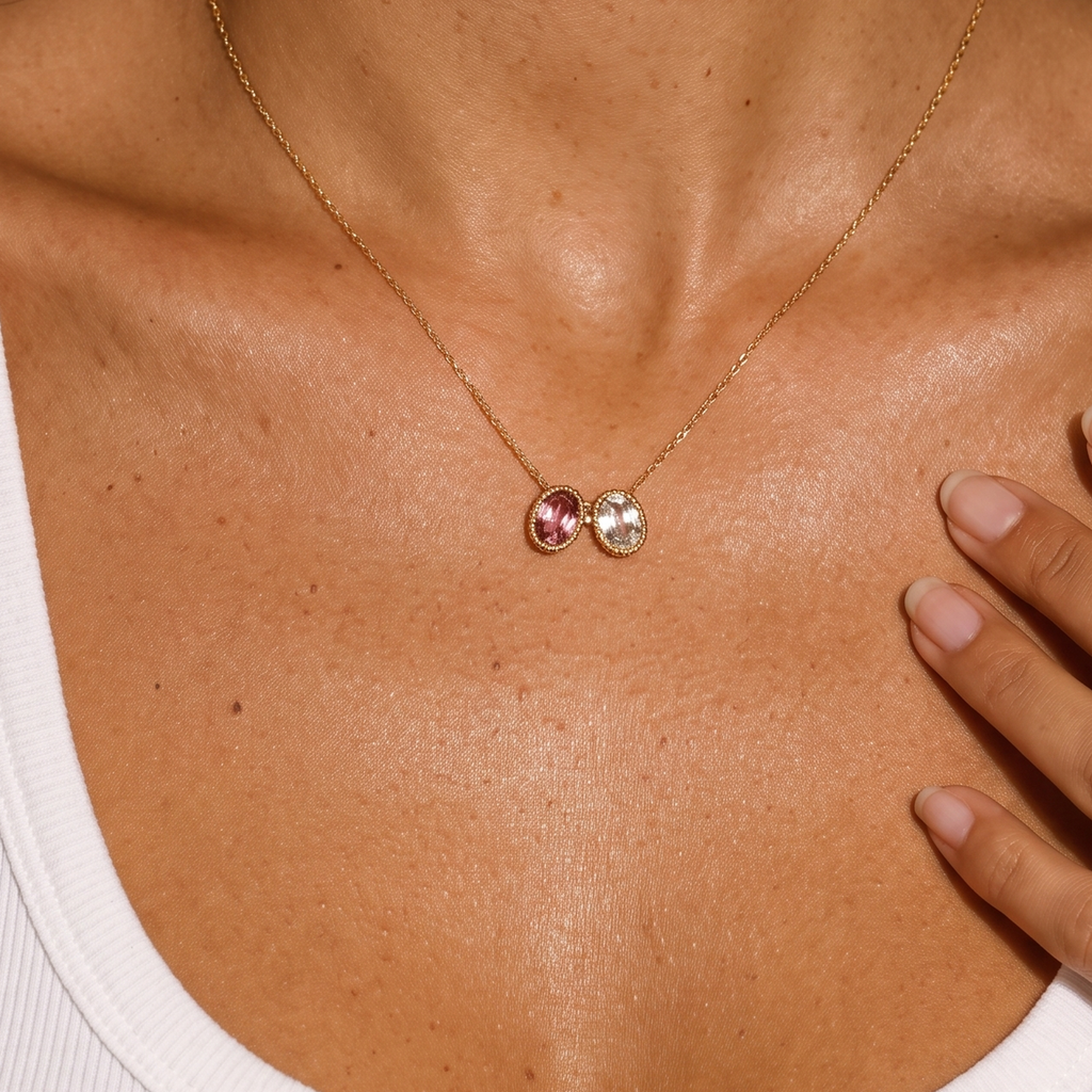 Oval Birthstone Necklace