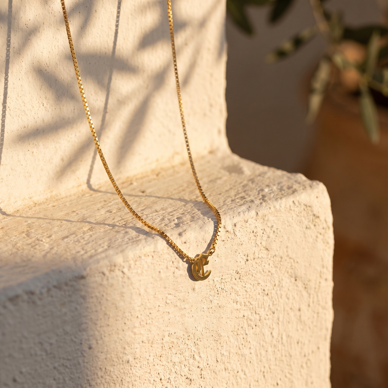 Gothic Initial Necklace – Old English Letter Pendant