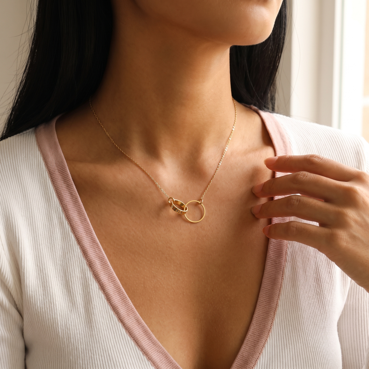 Double Circle Name Necklace